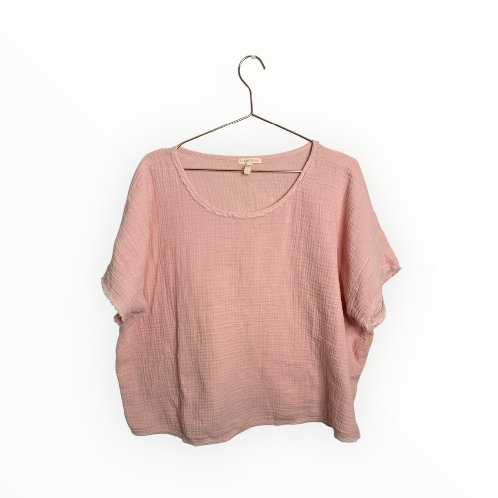 Eileen Fisher Pink‎ Organic Cotton Gauze Top – Women’s 1X